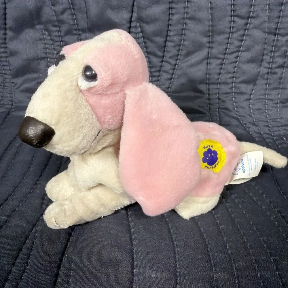 Vintage Applause Hush Puppies Basset Hound Plush Pink 8
